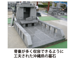 骨壷が多く収容できるように工夫された沖縄県の墓石